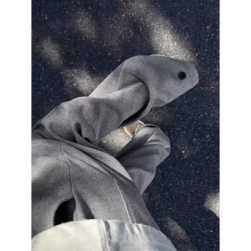 時尚潮流灰色休閒褲男秋冬新款素色百搭寬鬆長褲男