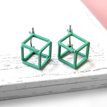 耳環．幾何方形．耳針式．韓風．無禮盒