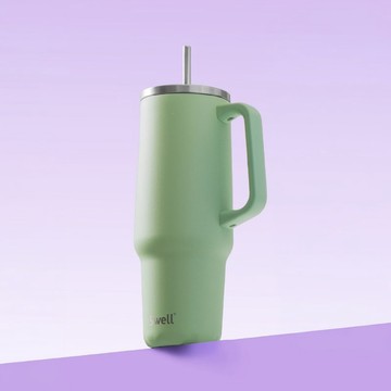 美國 S'well Tumbler不鏽鋼吸管保溫隨行杯(開心果綠880ml)