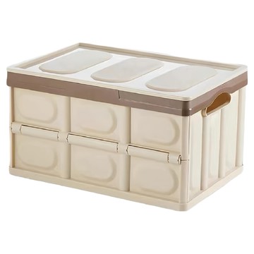 小麥購物 可折疊家居雜物收納箱 L2375 56L  1個  52 x 35.5 x 29cm  卡其色