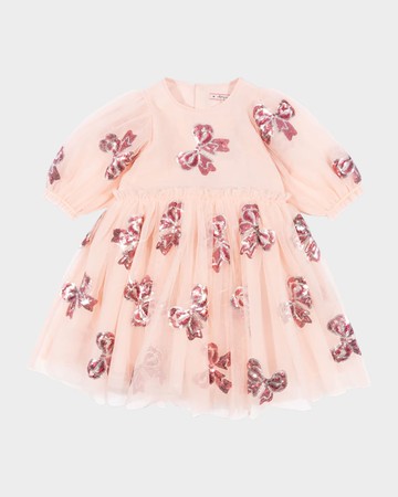 Girl's Yvonne Tulle Embellished Bows Fairy Dress, Size 18M-10