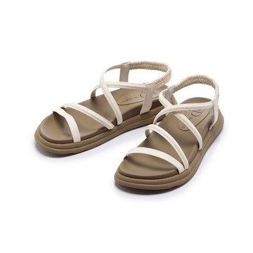 軟實力 簡約線條繞帶厚底涼鞋 米 (1B3017)