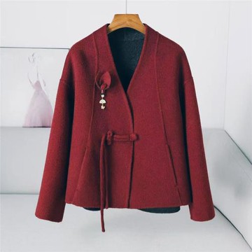 短款復古國風呢子雙面羊絨大衣