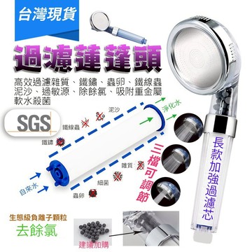 【Hao Teng】三段負離子頭 過濾蓮蓬頭 除氯 蓮蓬頭 蓮蓬頭濾心 蓮蓬頭濾芯 過濾花灑 花灑 過濾沐浴器(送三濾芯