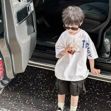 【臺灣出貨】新款純棉兒童短袖透氣森系寶寶上衣男童女童T恤短袖吸汗圓領洋氣夏季童裝中大童短袖童裝衣服