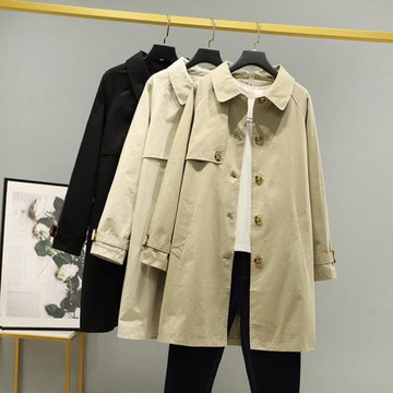 中長款風衣女2025新款春季寬松大碼單排扣大衣韓版休閑爆款外套女