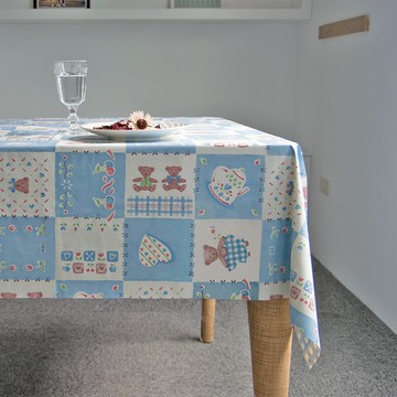 Meiwa 裁切雙面桌巾 可愛熊 寬132cm