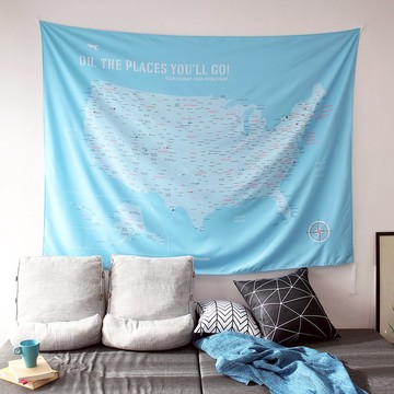 美國地圖-你的專屬美國地圖(布)。寶寶藍(客製化禮物) 聖誕禮物