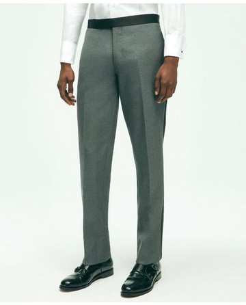 Brooks Brothers Men's Slim Fit Wool Hopsack Tuxedo Pants | Grey | Size 36 32
