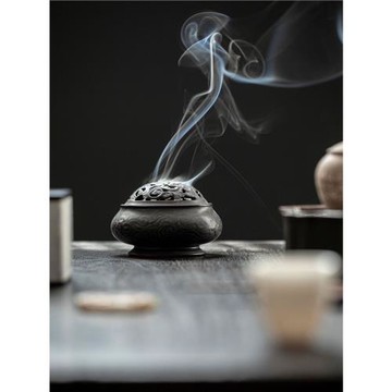 棠頌丨復古纏枝蓮陶瓷香爐家用盤香爐禪意茶室擺件打香篆熏香爐