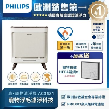 快速到貨★【PHILIPS飛利浦】毛小奈抗敏寵物清淨機 AC3681