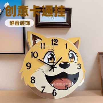 創意12英寸廠家批發跨境爆款創意復古卡通掛鐘 MDF靜音裝飾鐘表