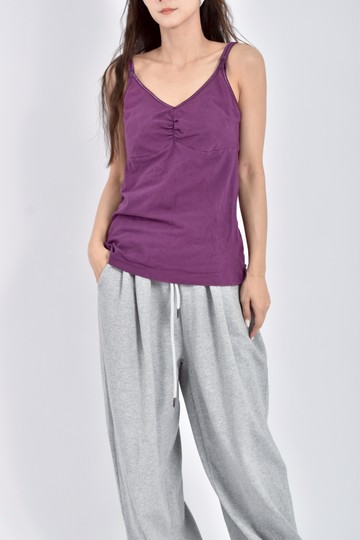 加購優惠(S) bravado bra top棉質可調節肩帶紫色上衣