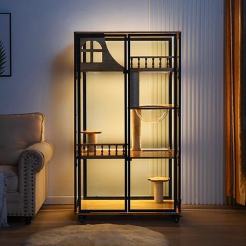 貓籠子玻璃透明大空間貓籠家用實木貓屋寵物室內貓咪房子貓舍貓柜