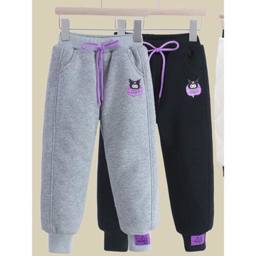 兒童三層夾棉褲子外穿休閑加厚棉褲冬款保暖女童庫洛米加絨運動褲