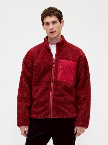 男裝 Logo刺繡立領外套-紅色