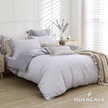 HOYACASA 法式柔霧 雙人60支抗菌天絲兩用被套床包四件組-暮霧紫