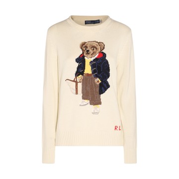 Polo Ralph Lauren - Cream Multicolour Cotton Polo Bear Jumper