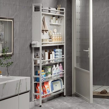 超薄門后金屬洞洞板置物架落地壁掛廚房浴室收納架靠墻窄邊架書架