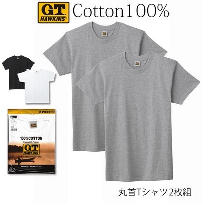 GUNZE G.T.HAWKINS メンズ クルーネックＴシャツ 2枚組 綿100％ 天竺素材 丸首 グンゼ GTホーキンス HK10132
