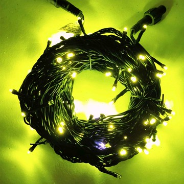 摩達客 100燈LED燈單閃燈串-特級光馬卡龍黃光黑線插電式/環保省電LED100燈-黃光