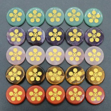 CS2505-1136-雕刻圓片五瓣花款天然水晶瑪瑙石25mm圓形鐳射雕刻符號花朵