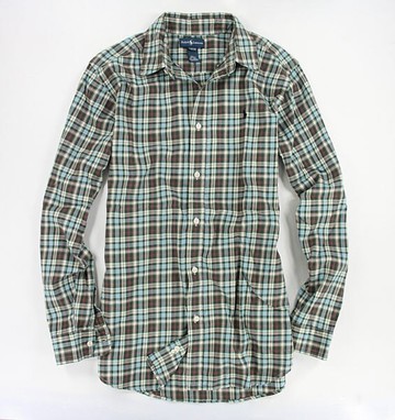 美國百分百【全新真品】Ralph Lauren RL 復古風 男生 格紋襯衫 長袖 上衣 厚棉 S號 POLO a