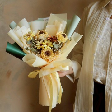 【遇見恆久】十二朵向日葵 Vase with Twelve Sunflowers款 中型乾燥花束