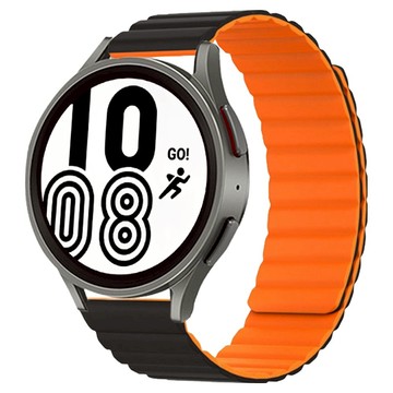 Luarable Galaxy Watch 兼容磁吸矽膠錶帶  黑色 + 橘色  1個  Galaxy Watch 7/Watch FE/Watch 6/6 Classic/Watch 5/5 Pro/Watch 4/4 Classic/Watch 3/Active 2 20mm