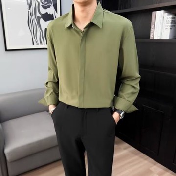 暗扣白襯衫男長袖免燙商務職業正裝工裝寸衫西服套裝男士西裝襯衣