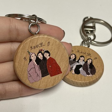 【客製木紋鑰匙圈】圓形木鑰匙圈/吊飾/雙釦環好使用