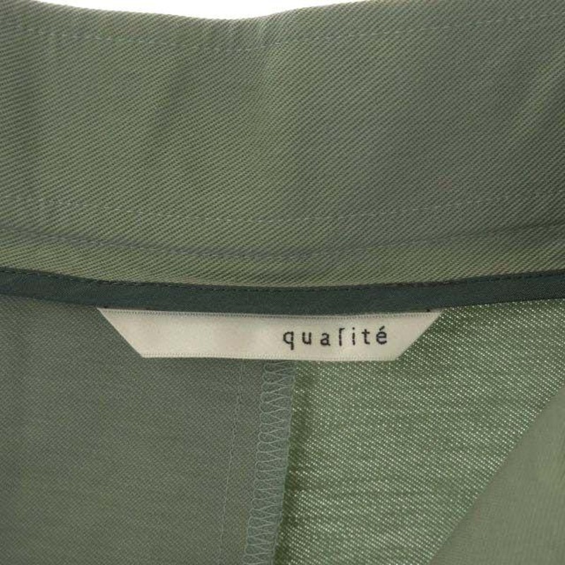 カリテ qualite ラップデザイン パンツ ワイド スリット リネン混 36