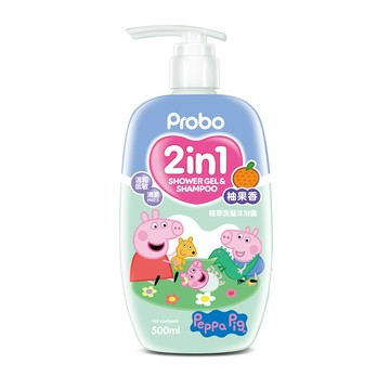 Probo博寶兒佩佩豬植萃洗髮沐浴露-柚果香氛500ml