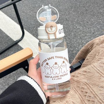 玻璃水杯女款吸管杯女生高顏值簡約清新森系學生夏天杯子外出廠家