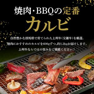 ふるさと納税 牛肉 カルビ  1.2kg（600g×2パック）  群馬 県 千代田町 群馬県千代田町