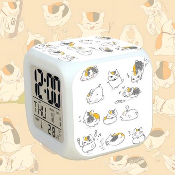 動漫夏目友人帳卡通鬧鐘變色創意學生禮物小鬧鐘貓老師表飾品周邊