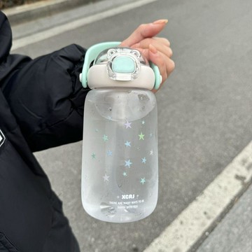 含稅價2025小茶新款可愛水杯水壺高顏值大容量塑料學生便攜吸管星星杯子