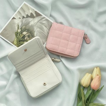 簡約豆腐塊小錢包～學生女日系少女可愛兩折搭扣零錢包卡包