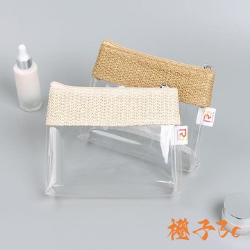 化妝包 草編化妝包高顏值Pvc透明防水洗漱包