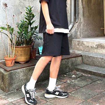 【AMERO】男裝 女裝 休閒短褲 鬆緊褲頭