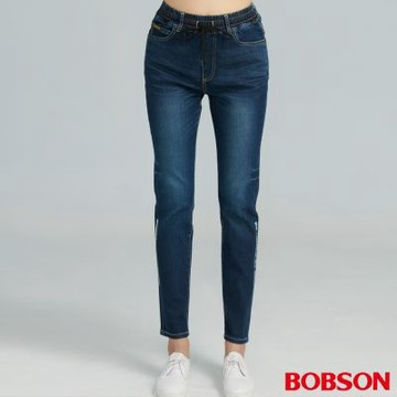 BOBSON 女款轉印鬆緊帶直筒褲   ( 8236-53 )