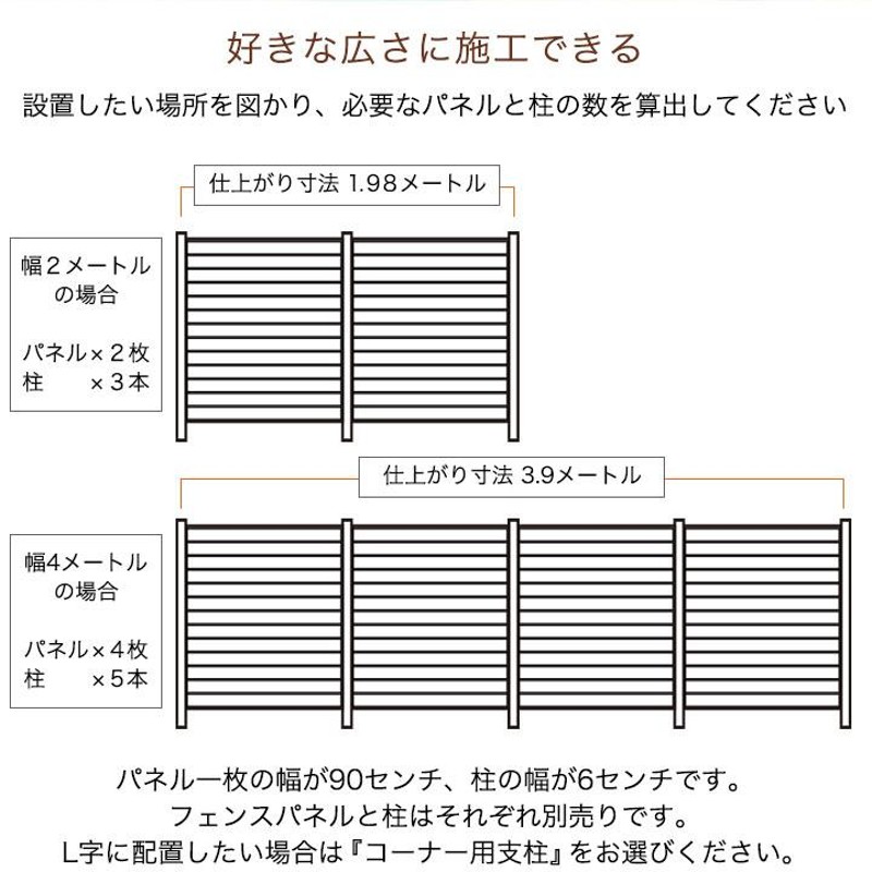 フェンス アルミ支柱 目隠し （セーヌ専用） コーナー 仕上がり高さ