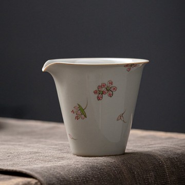 冰臺釉公道杯手繪陶瓷分茶器茶海功夫茶具配件單個公杯家用勻杯