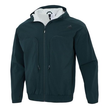 adidas Athleisure Casual Sports hooded Woven Jacket Malachite Green