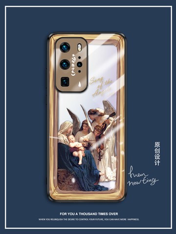 可比拉原創華為p40Pro+手機殼p4O十攝像頭全包油畫保護套5G限量版plus復古男女透明玻璃por超薄鏡頭創意新款