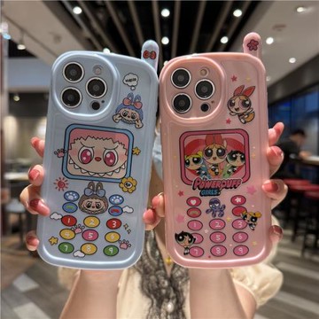 卡通比耶拉布布大哥大創意適用iPhone16ProMax手機殼可愛小女警蘋果15/14防摔保護套卡通16Pro軟殼網紅13外殼