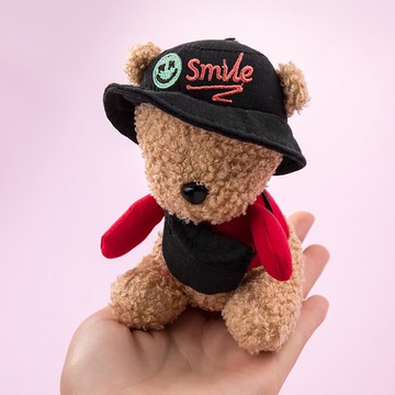 潮酷小熊毛絨鑰匙扣掛件創意可愛公仔汽車鏈圈環情侶一對包包掛飾