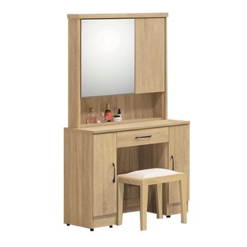 文創集 派爾3尺開合式鏡台組合(含化妝椅)-91x40x163cm免組