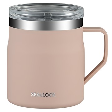 SEAL LOCK 日式簡約304不鏽鋼咖啡杯 密封蓋馬克杯 保溫杯 9 x 9 x 10.5cm  550ml  1個  溫柔粉