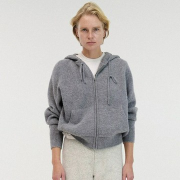 NW自制 連帽拉鏈羊毛針織開衫女25ss秋冬慵懶感加厚保暖毛衣外套 鑫弘-素時衣櫥